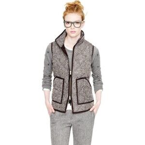J Crew Herringbone Excursion Puffer Vest